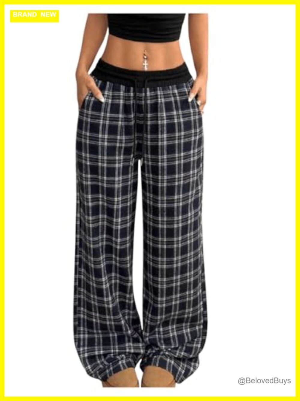 Plaid Flannel Pajama Pants Drawstring Elastic Waist Loose Fit Lounge